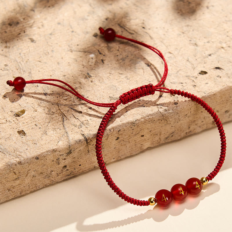 Angel Number Red String Red Agate Beads Luck Braided Adjustable Bracelet