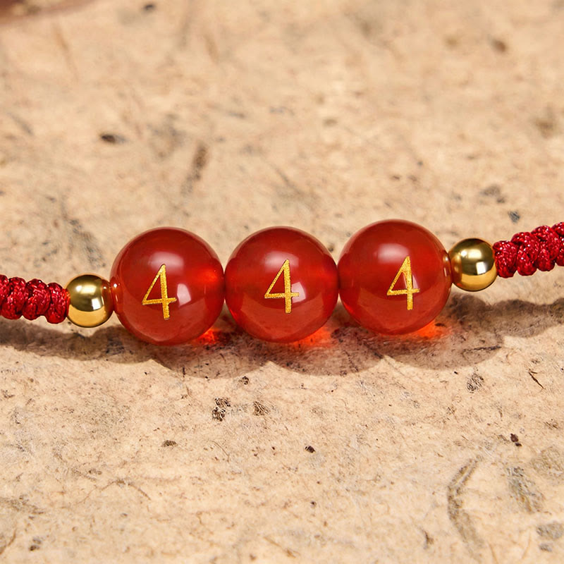Angel Number Red String Red Agate Beads Luck Braided Adjustable Bracelet
