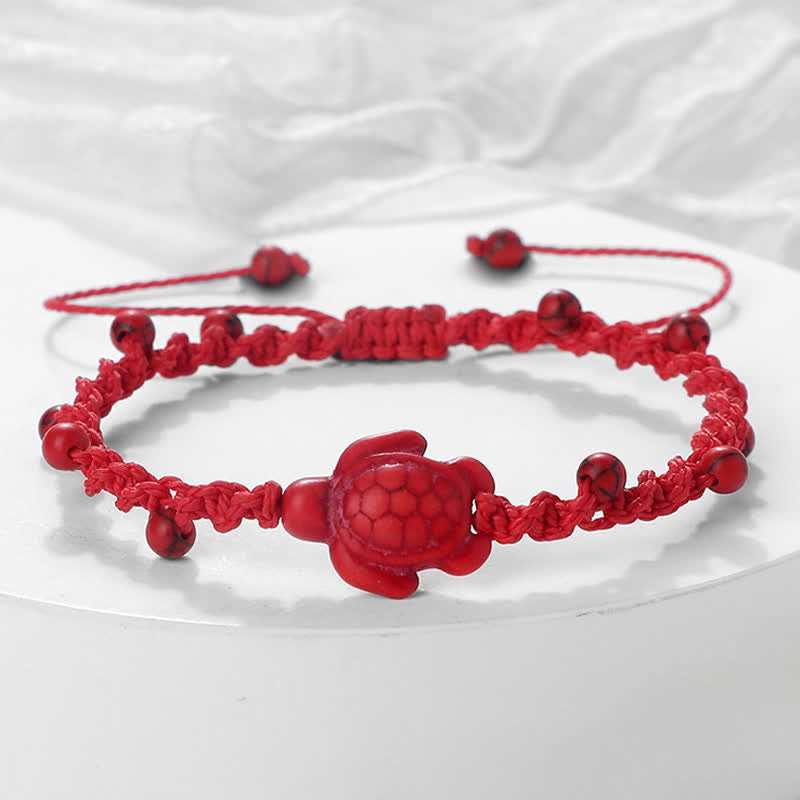 Turquoise Turtle Design Braided Rope Protection Bracelet