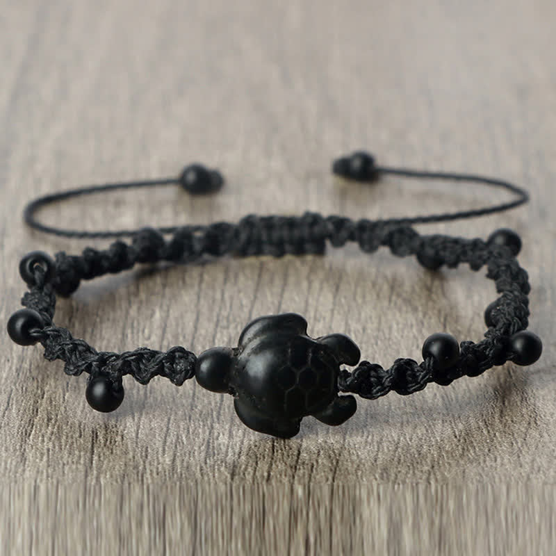 Turquoise Turtle Design Braided Rope Protection Bracelet