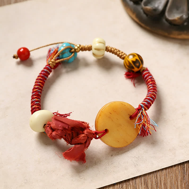Bone Fu Character Braided Rope Peace Bracelet