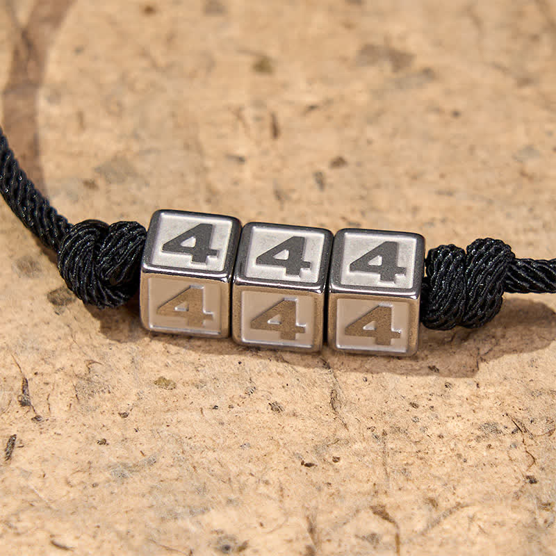 Titanium Steel 000-999 Angel Numbers Adjustable Black String Faith Bracelet