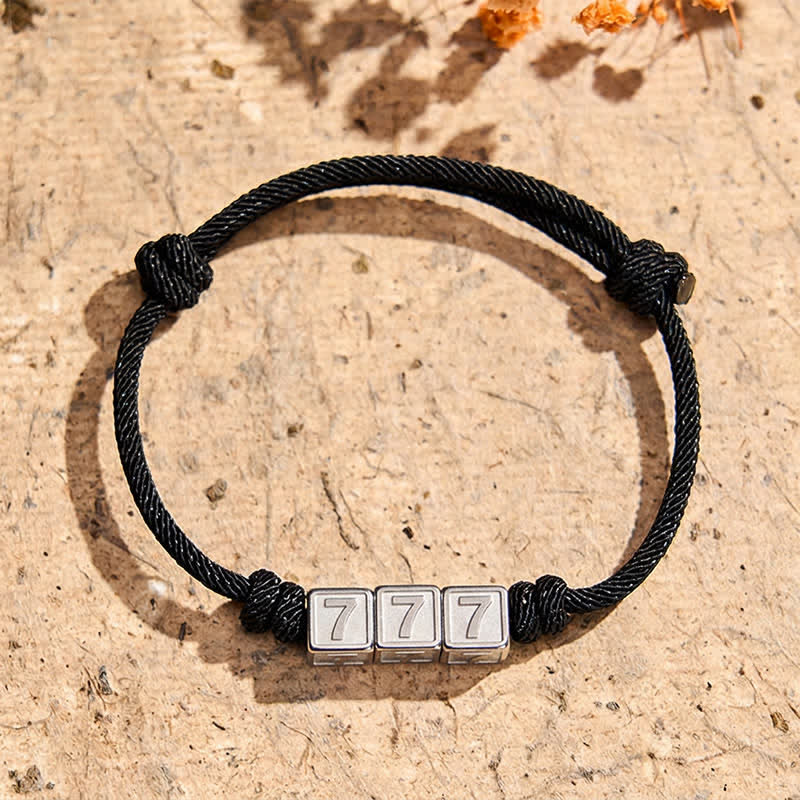 Titanium Steel 000-999 Angel Numbers Adjustable Black String Faith Bracelet