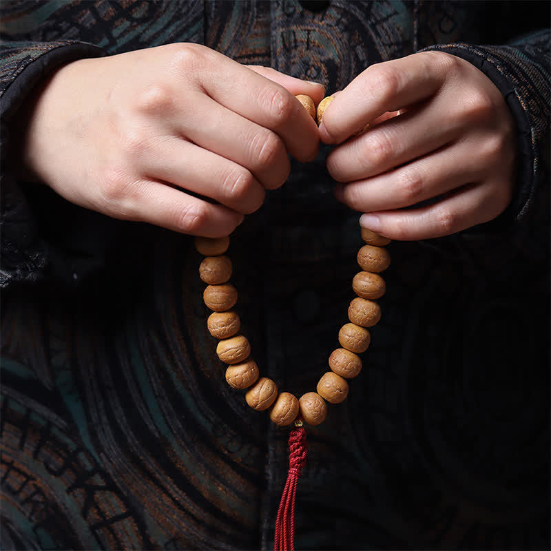 Phoenix Eye Bodhi Wisdom Tibetan Engraved Tassel Wrist Mala