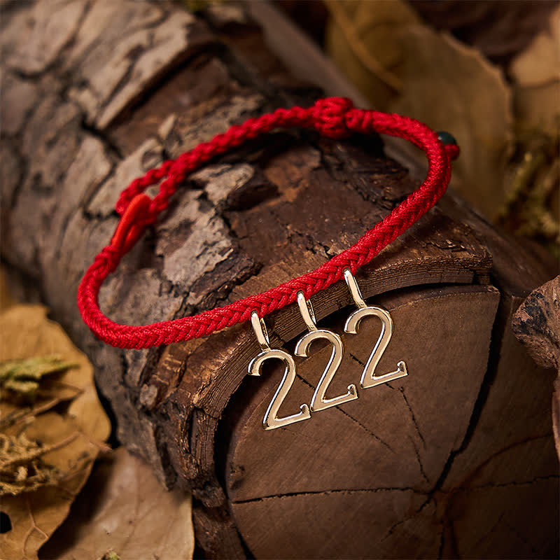 777 444 333 222 111 Angel Number Red String Jade Protection Braided Bracelet