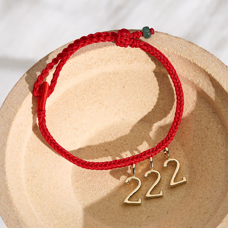 777 444 333 222 111 Angel Number Red String Jade Protection Braided Bracelet