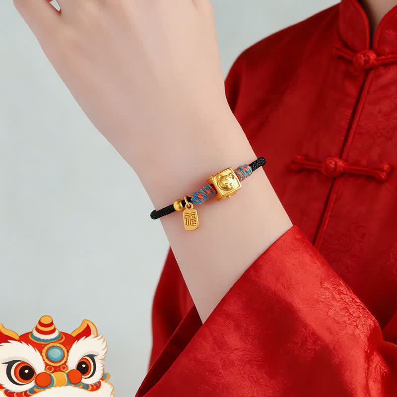 Handmade Three Harmony Chinese Zodiac Protection Red String Bracelet