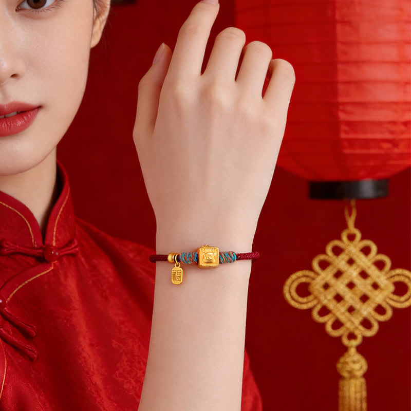 Handmade Three Harmony Chinese Zodiac Protection Red String Bracelet