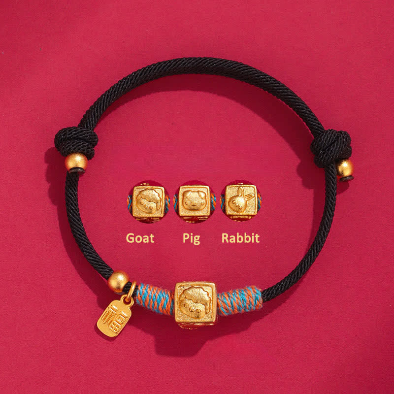 Handmade Red String Chinese Zodiac Luck Fu Charm Bracelet