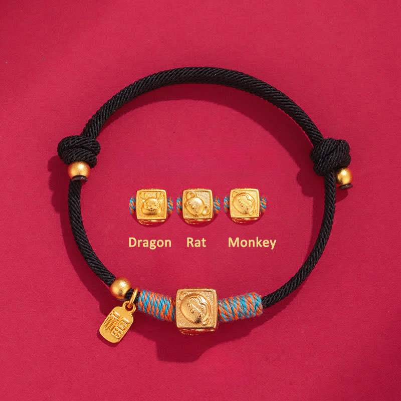 Handmade Red String Chinese Zodiac Luck Fu Charm Bracelet