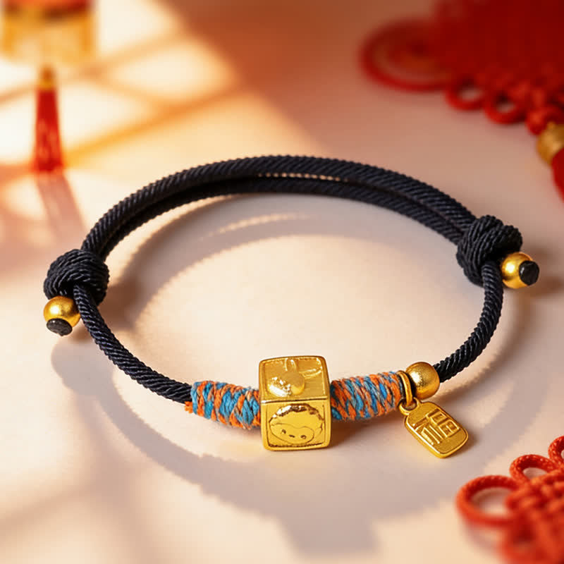 Handmade Red String Chinese Zodiac Luck Fu Charm Bracelet