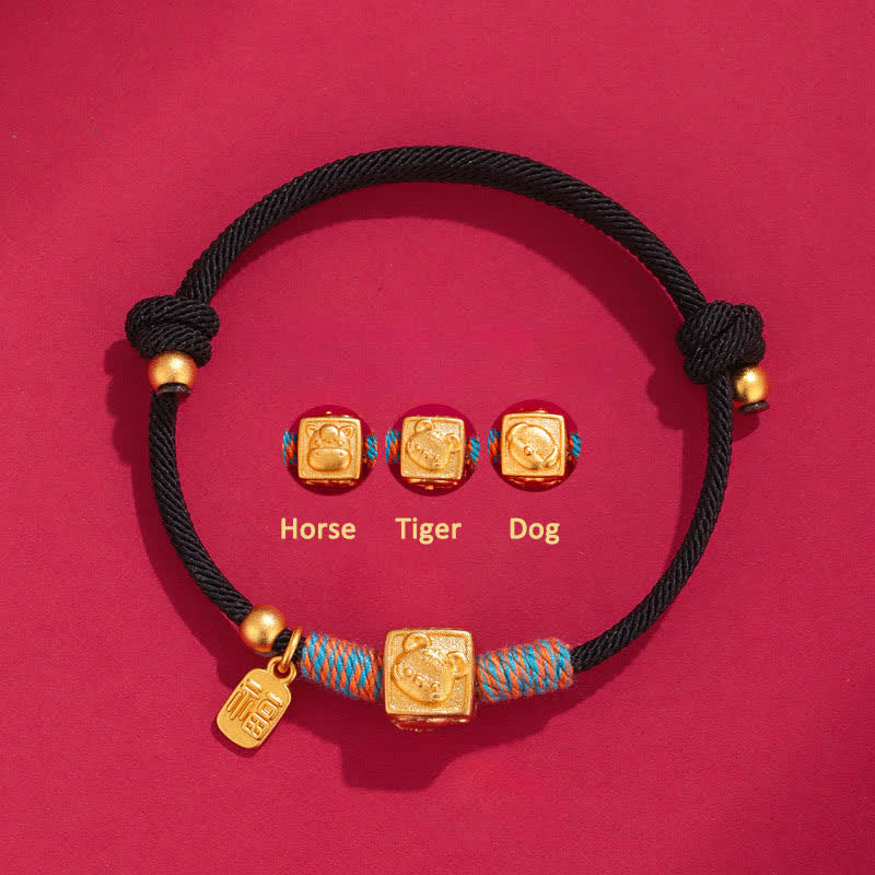 Handmade Red String Chinese Zodiac Luck Fu Charm Bracelet