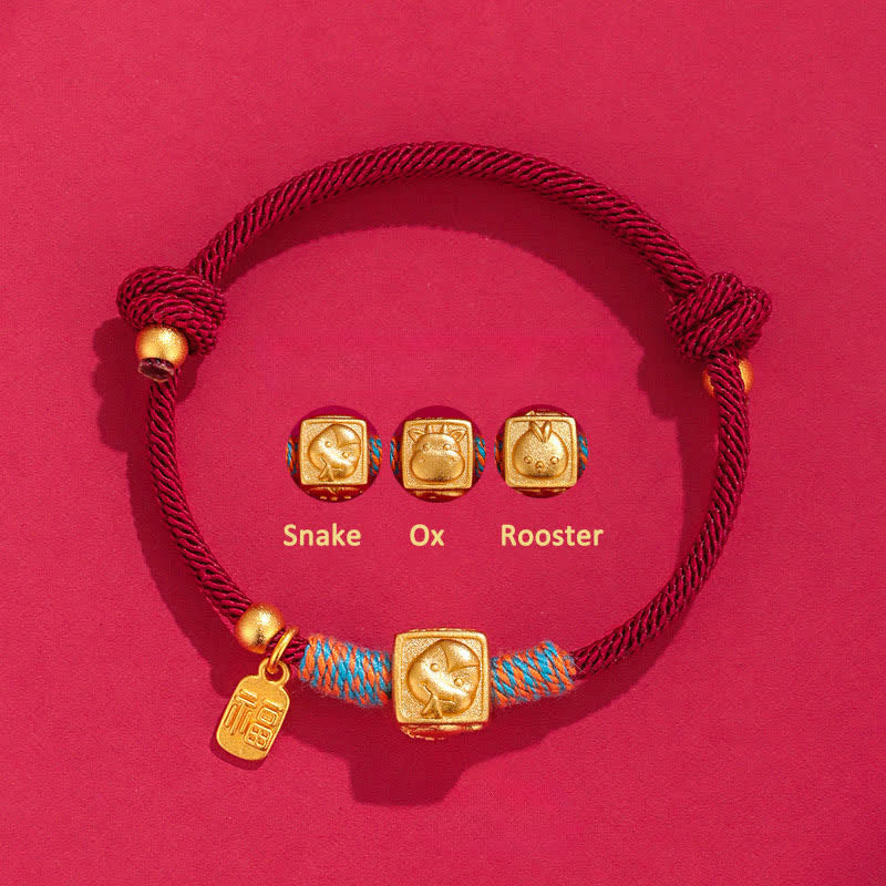 Handmade Red String Chinese Zodiac Luck Fu Charm Bracelet