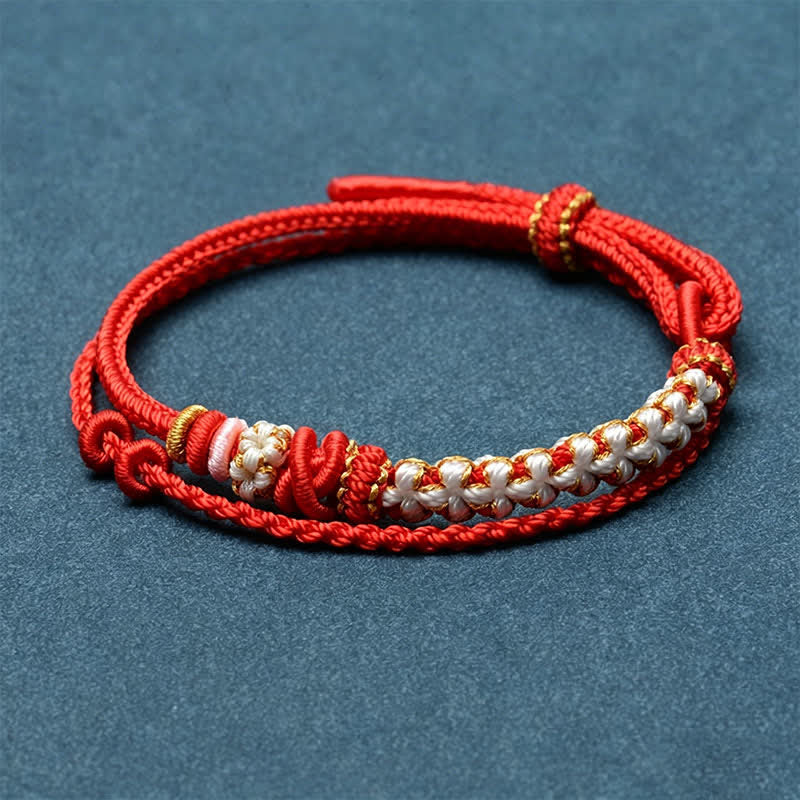 Hand-Woven String Peach Blossom Knotting Connection Double Layer Bracelet