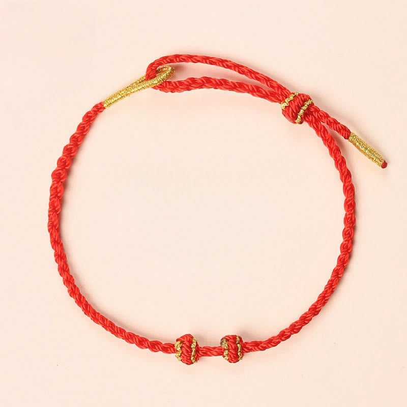Handmade Braided Red String 3mm Jade Beads Protection Adjustable DIY Bracelet