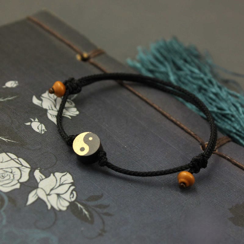 Ebony Yin Yang Symbol Peace Colorful String Bracelet
