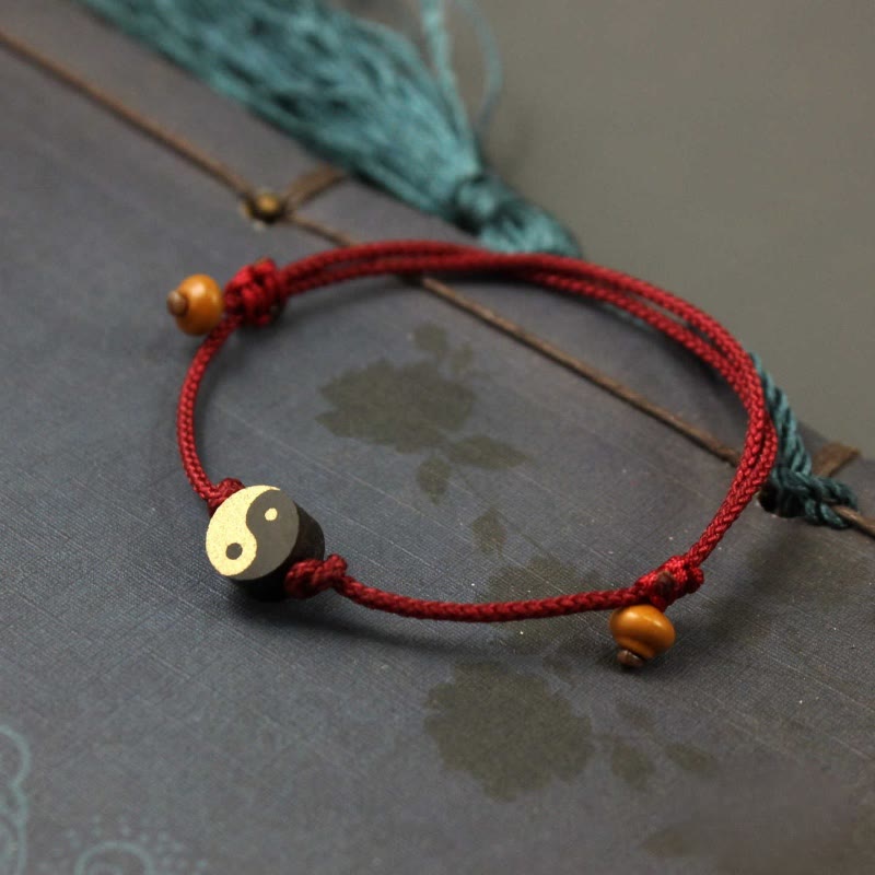 Ebony Yin Yang Symbol Peace Colorful String Bracelet