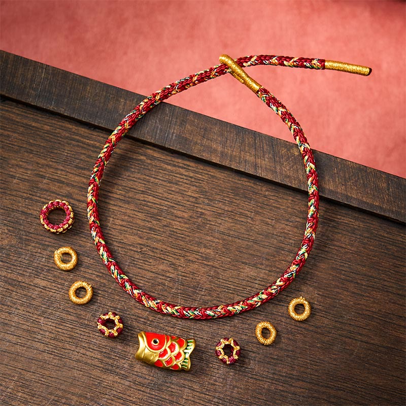 Hand-Woven Red String Koi Fish Flower Protection Bracelet