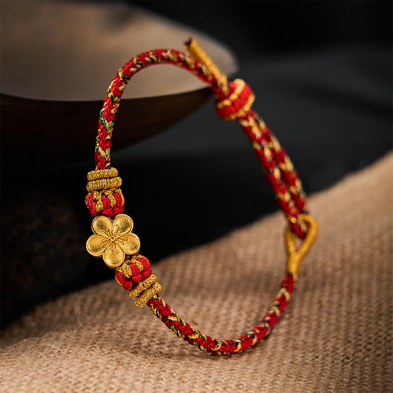 Hand-Woven Red String Koi Fish Flower Protection Bracelet