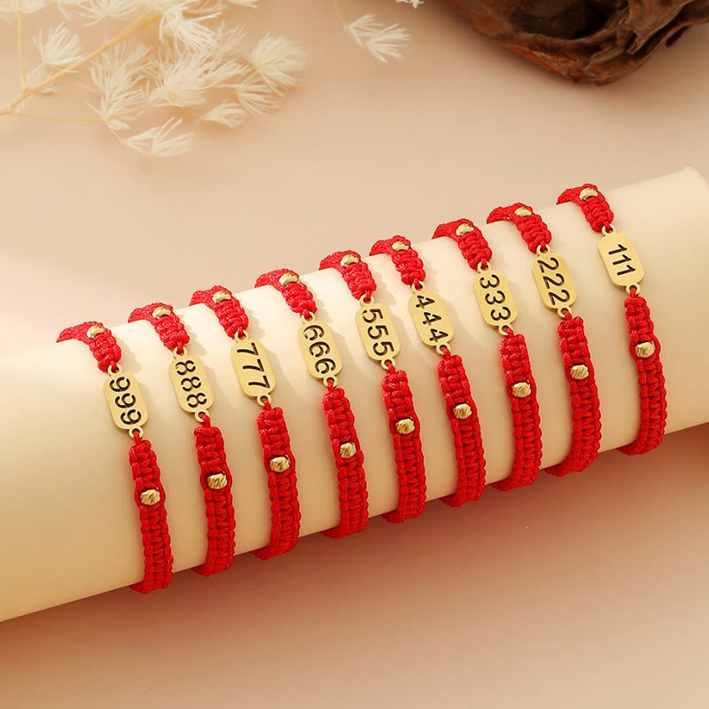 Angel Numbers Red Black Braided String Connection Bracelet