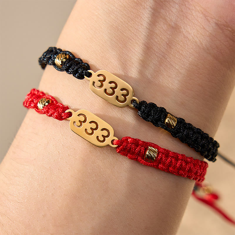 Angel Numbers Red Black Braided String Connection Bracelet