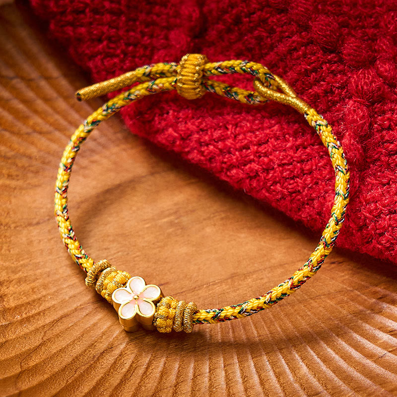 Yellow Braided Rope Flower Rootedness Bracelet