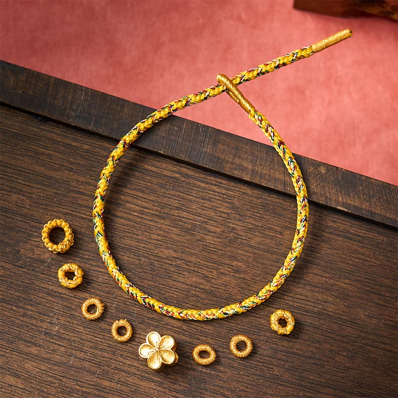 Yellow Braided Rope Flower Rootedness Bracelet
