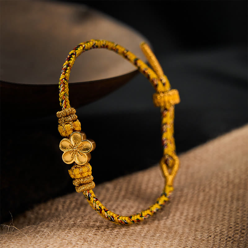 Yellow Braided Rope Flower Rootedness Bracelet