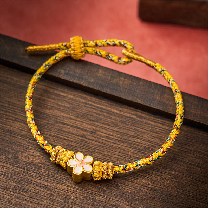 Yellow Braided Rope Flower Rootedness Bracelet