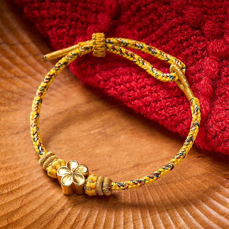 Yellow Braided Rope Flower Rootedness Bracelet