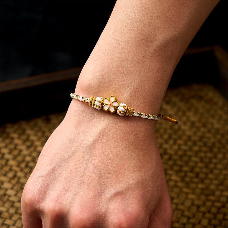 White Braided Rope Flower knowledge Bracelet