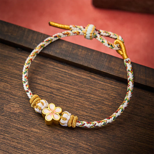 White Braided Rope Flower knowledge Bracelet