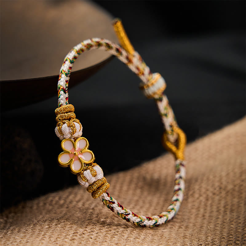 White Braided Rope Flower knowledge Bracelet