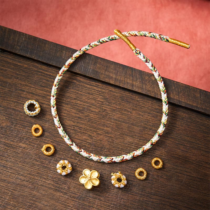 White Braided Rope Flower knowledge Bracelet