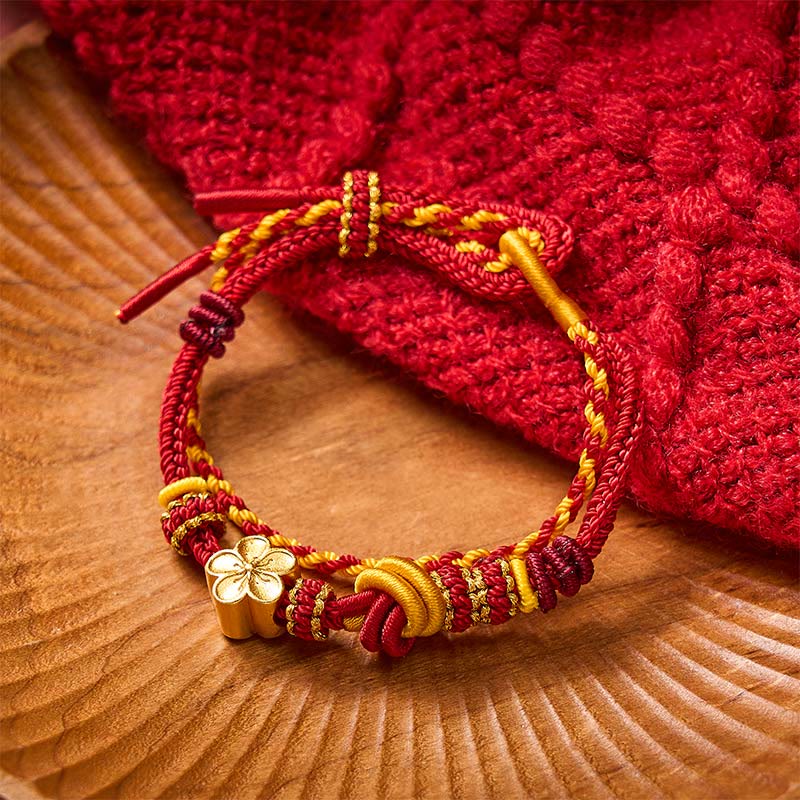 Flower Braided Rope Knot Double Wrap Adjustable Bracelet