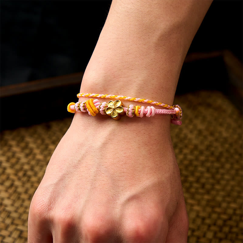 Flower Braided Rope Knot Double Wrap Adjustable Bracelet