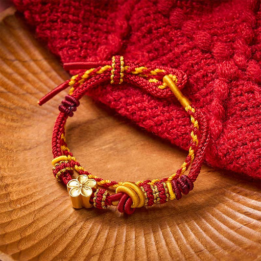 Flower Braided Rope Knot Double Wrap Adjustable Bracelet