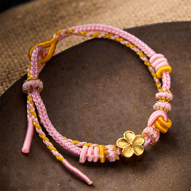 Flower Braided Rope Knot Double Wrap Adjustable Bracelet