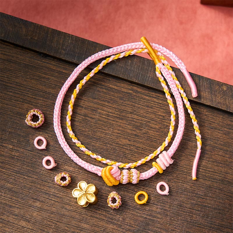 Flower Braided Rope Knot Double Wrap Adjustable Bracelet