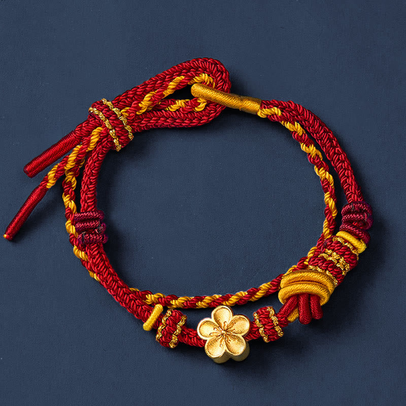 Flower Braided Rope Knot Double Wrap Adjustable Bracelet