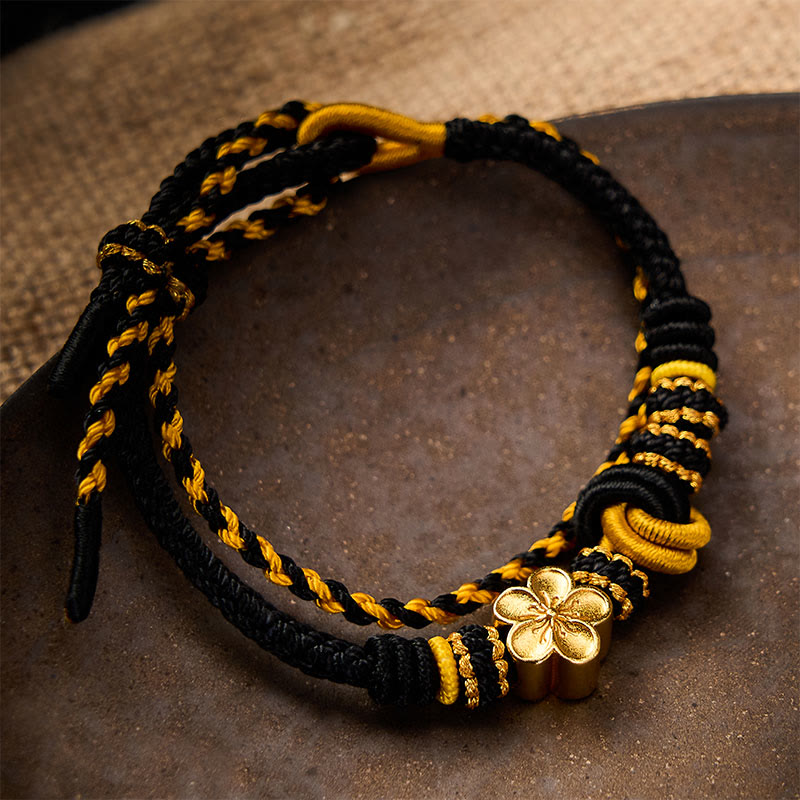 Flower Braided Rope Knot Double Wrap Adjustable Bracelet