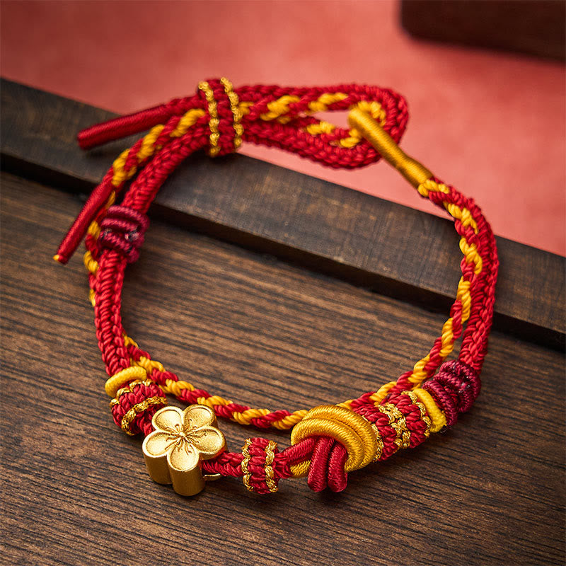Flower Braided Rope Knot Double Wrap Adjustable Bracelet
