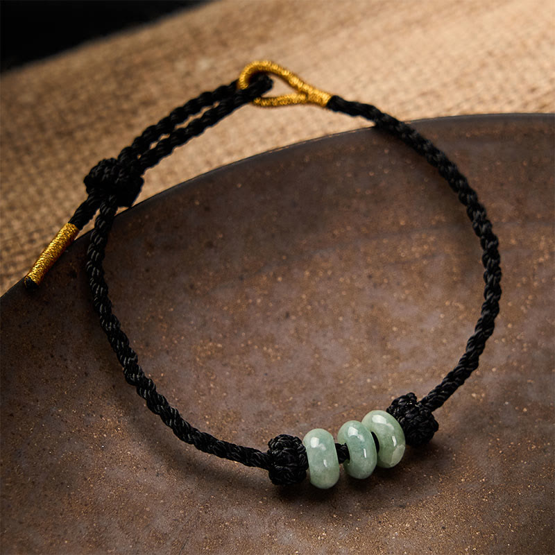 Handmade Braided Red String 3mm Jade Beads Protection Adjustable DIY Bracelet