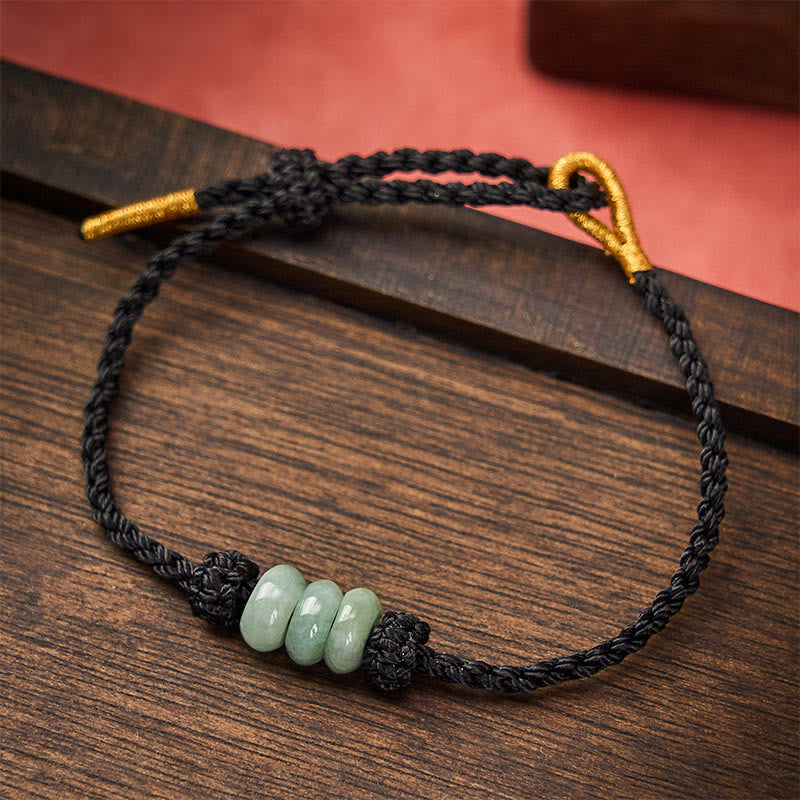 Handmade Braided Red String 3mm Jade Beads Protection Adjustable DIY Bracelet