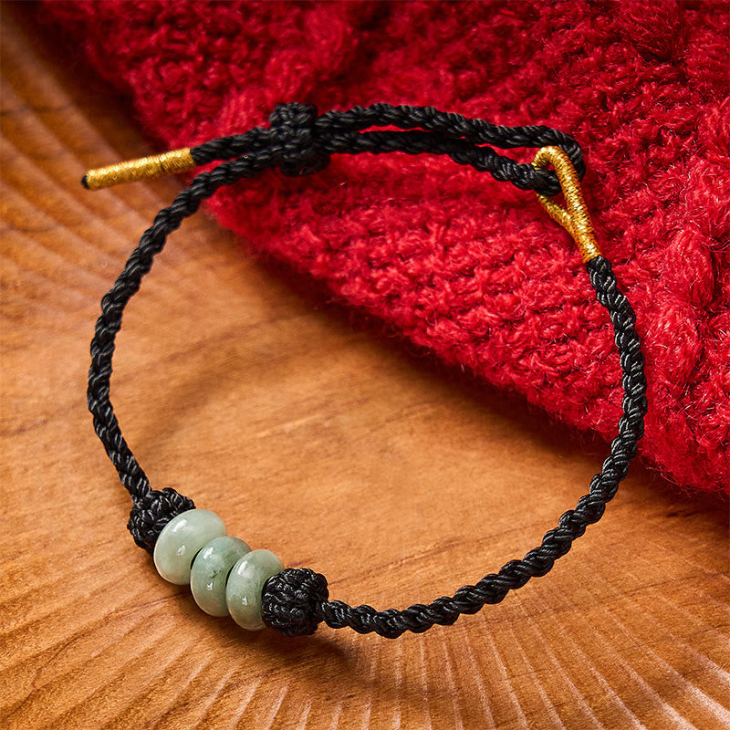 Handmade Braided Red String 3mm Jade Beads Protection Adjustable DIY Bracelet