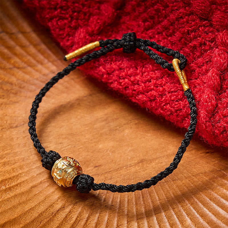 Hand-Woven Red String Strength Om Mani Padme Hum Adjustable DIY Bracelet