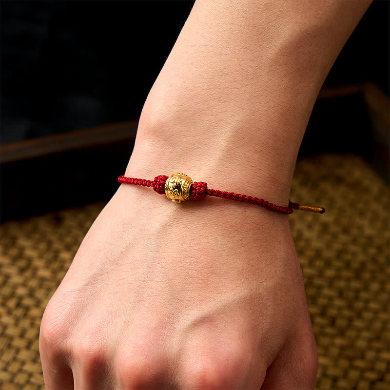 Hand-Woven Red String Strength Om Mani Padme Hum Adjustable DIY Bracelet