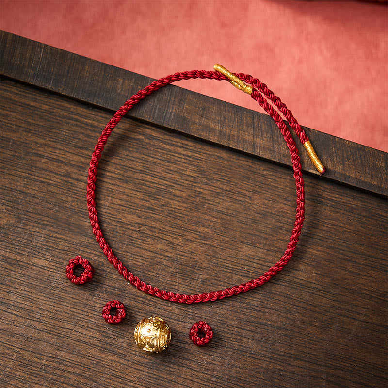 Hand-Woven Red String Strength Om Mani Padme Hum Adjustable DIY Bracelet