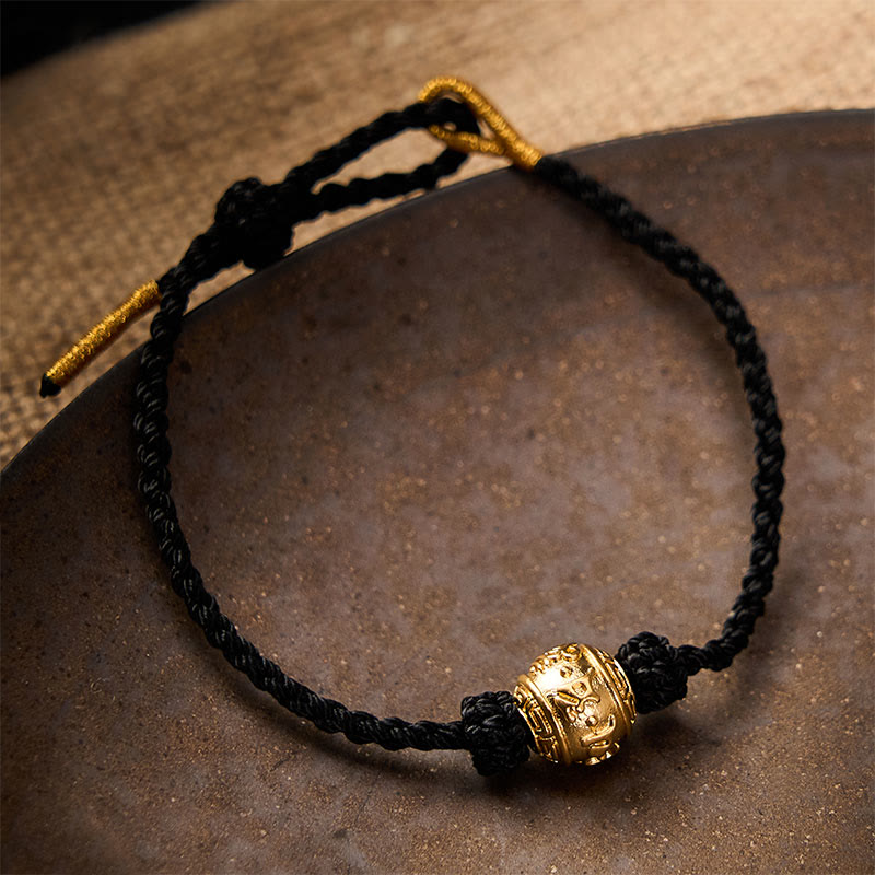 Hand-Woven Red String Strength Om Mani Padme Hum Adjustable DIY Bracelet