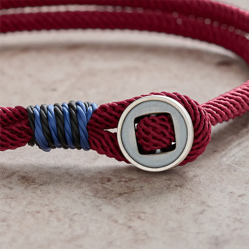 925 Sterling Silver Double Wrap Button Protection Bracelet